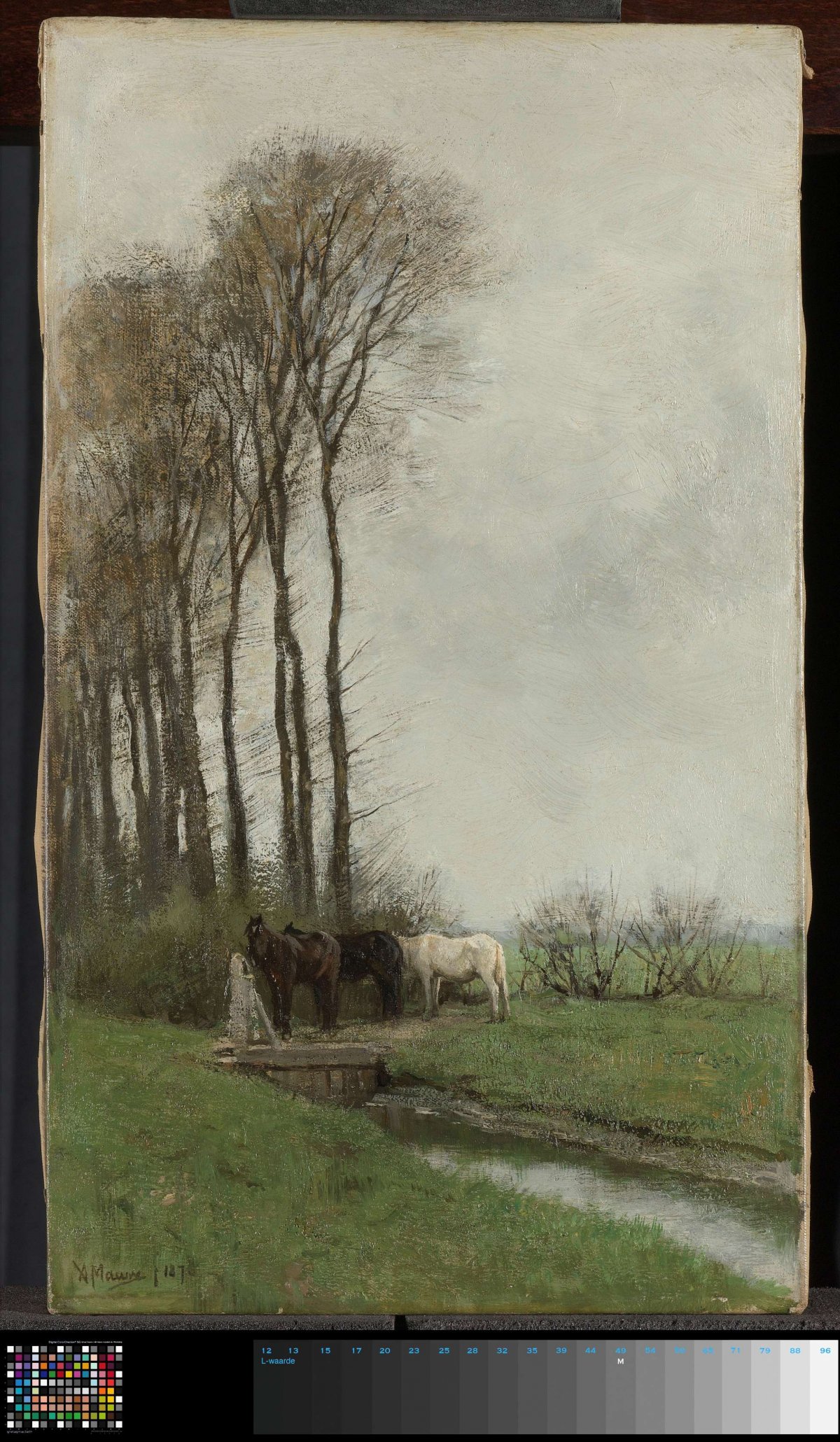 Horses at the fence, Anton Mauve, 1878