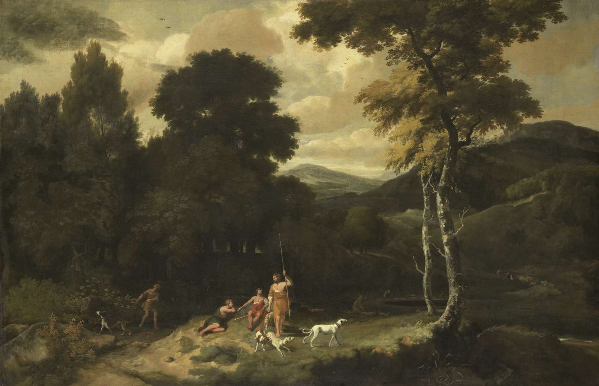 Landscape with Hunters, Jacob Esselens, 1660 - 1687