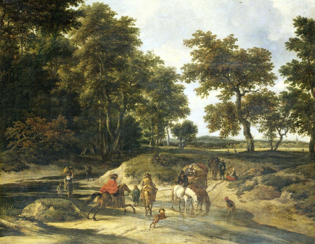 The ford, Jacob Isaacksz van Ruisdael, 1650 - 1682