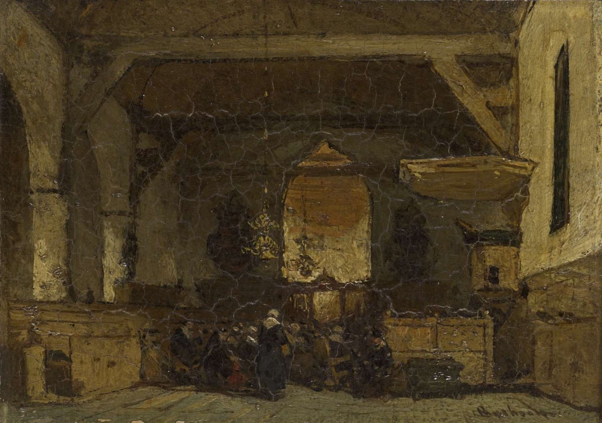 Interior of the Church in Maasland, Johannes Bosboom, c. 1870 - c. 1875