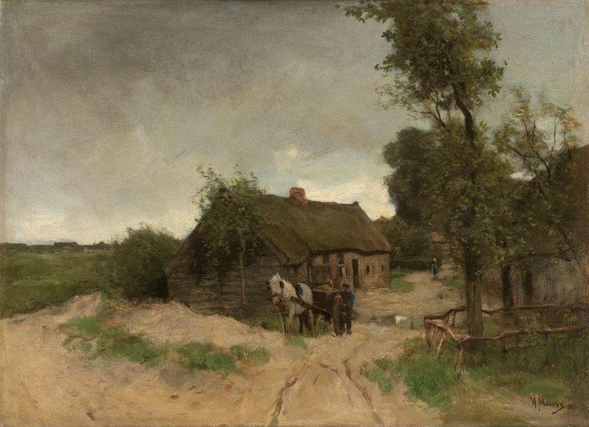 Cottage on the dirt road, Anton Mauve, 1870 - 1888