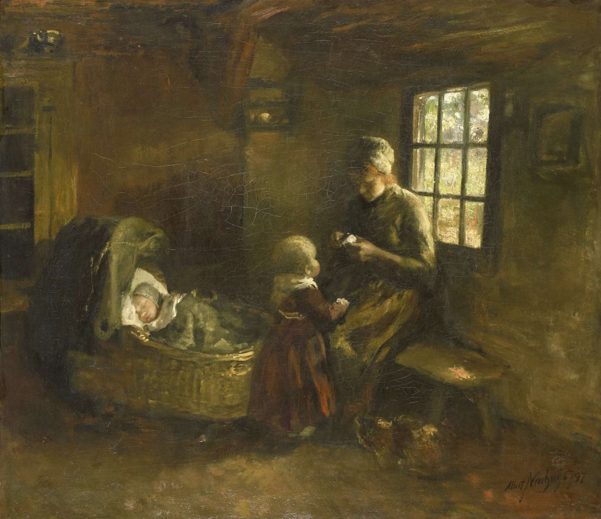 'At the Cradle', Albert Neuhuys (1844-1914), 1897