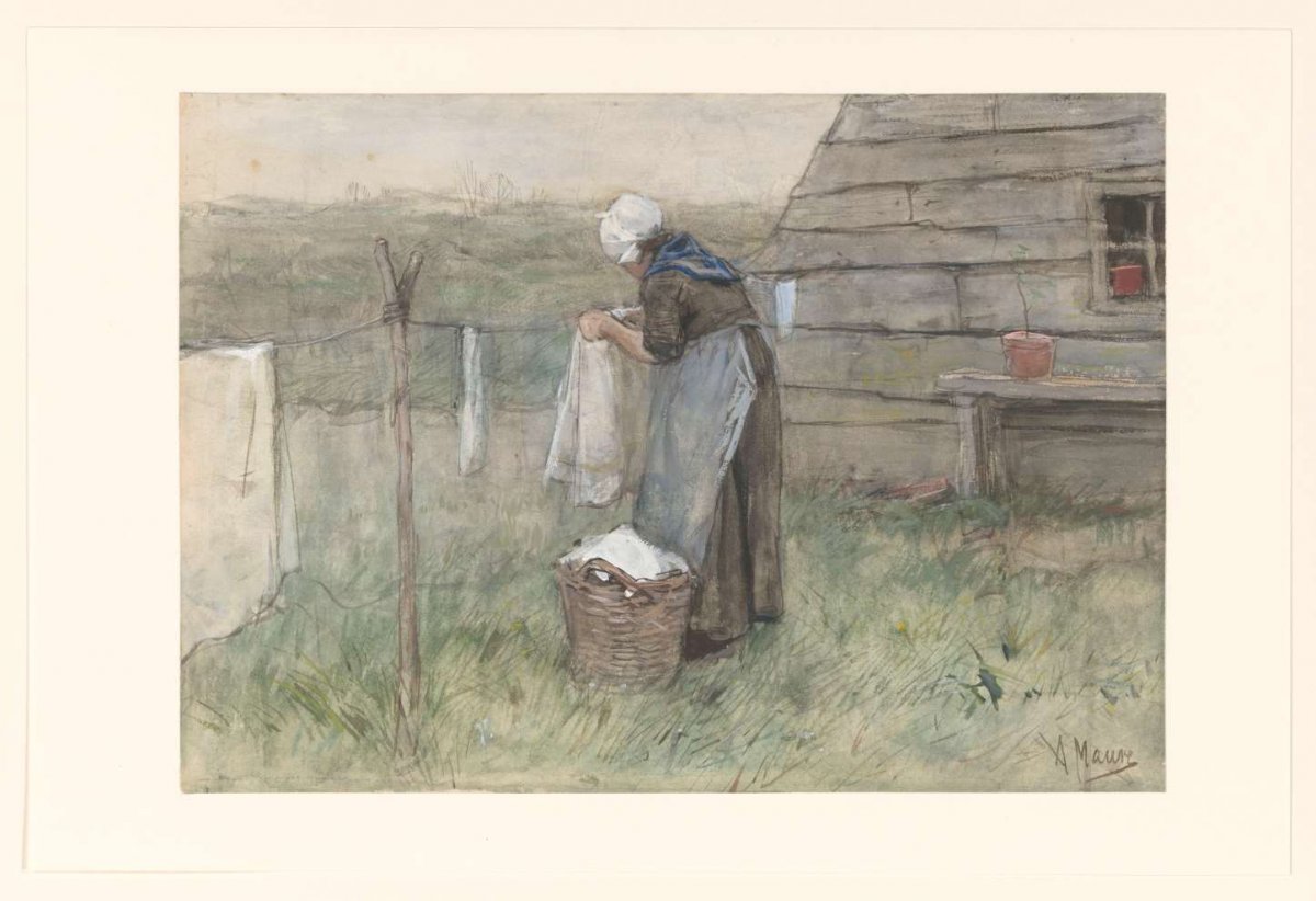Woman at a clothesline, Anton Mauve, 1848 - 1888