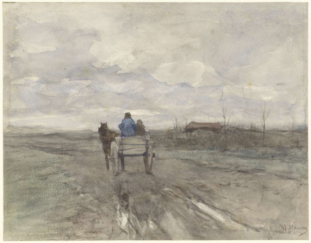 Farm cart on a country road, Anton Mauve, 1848 - 1888