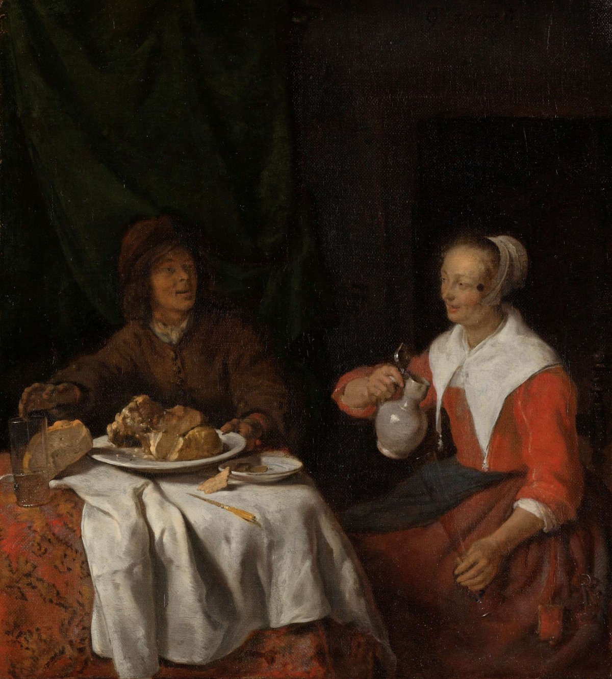 Man and Woman at the Breakfast Table, Gabriël Metsu, 1650 - 1660