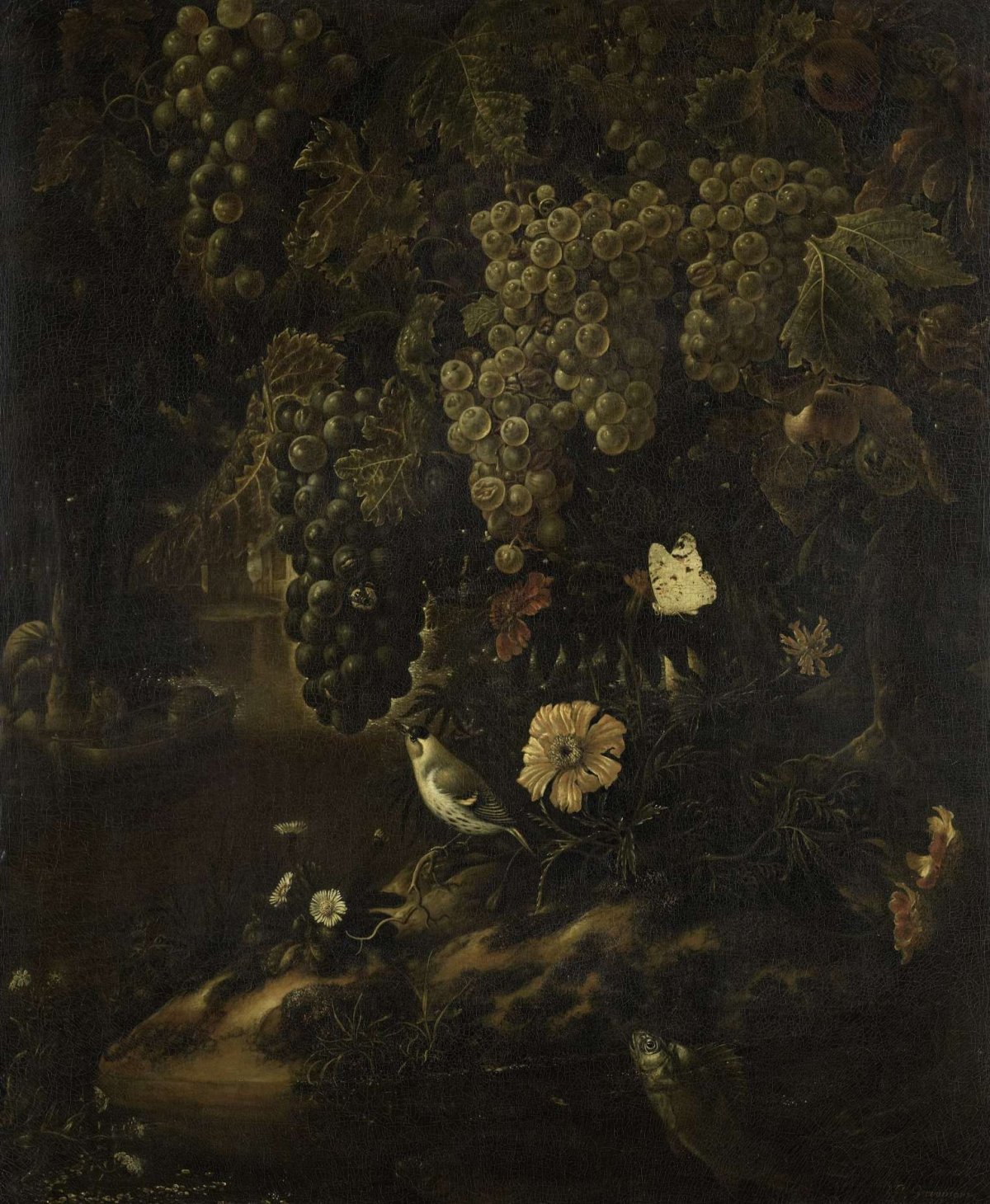 Grapes, Flowers and Animals, Isac Vromans, 1665 - 1719
