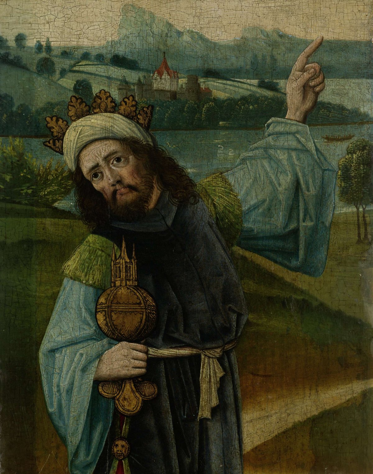 King Melchior, one of the Three Magi, Pointing at the Star, fragment from An Adoration of the Magi, anonymous, c. 1480 - c. 1490