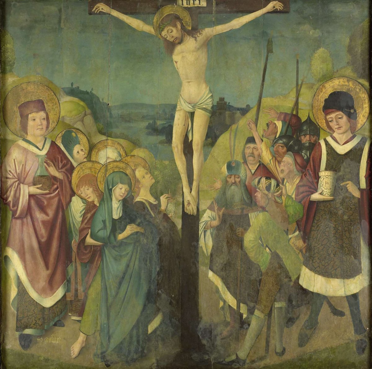 Crucifixion with Saints Cosmas and Damian, anonymous, 1425 - 1449