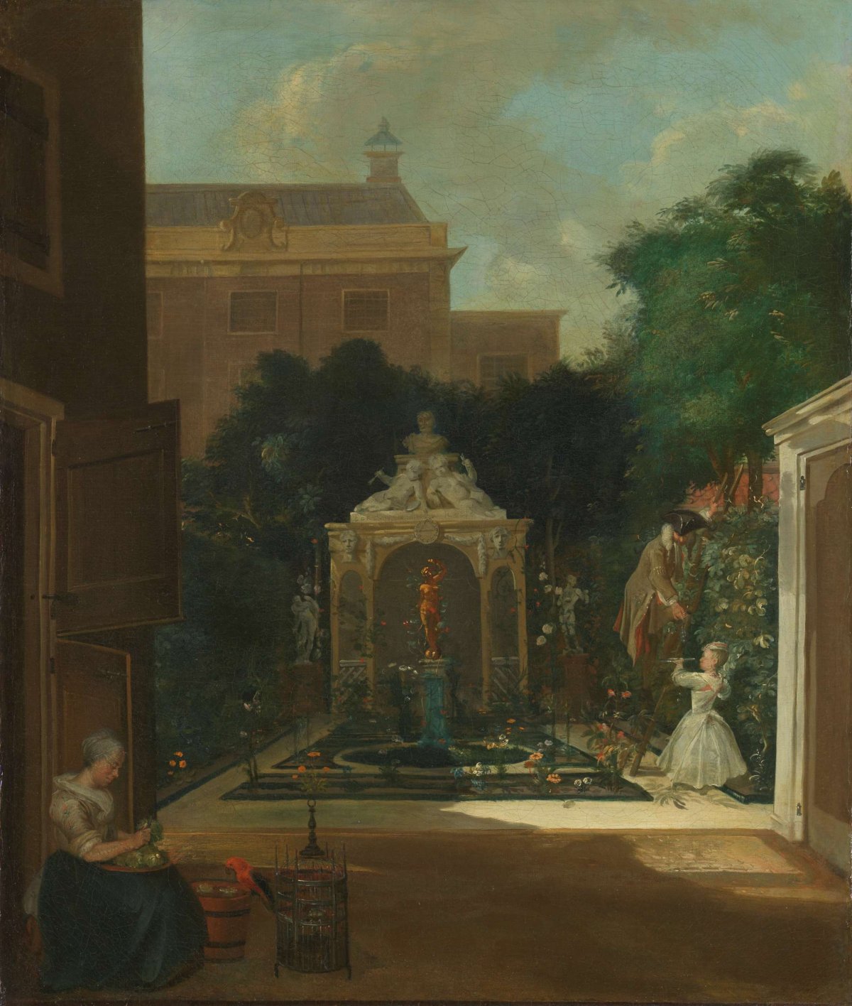 An Amsterdam Canal House Garden, Cornelis Troost, c. 1740 - 1745