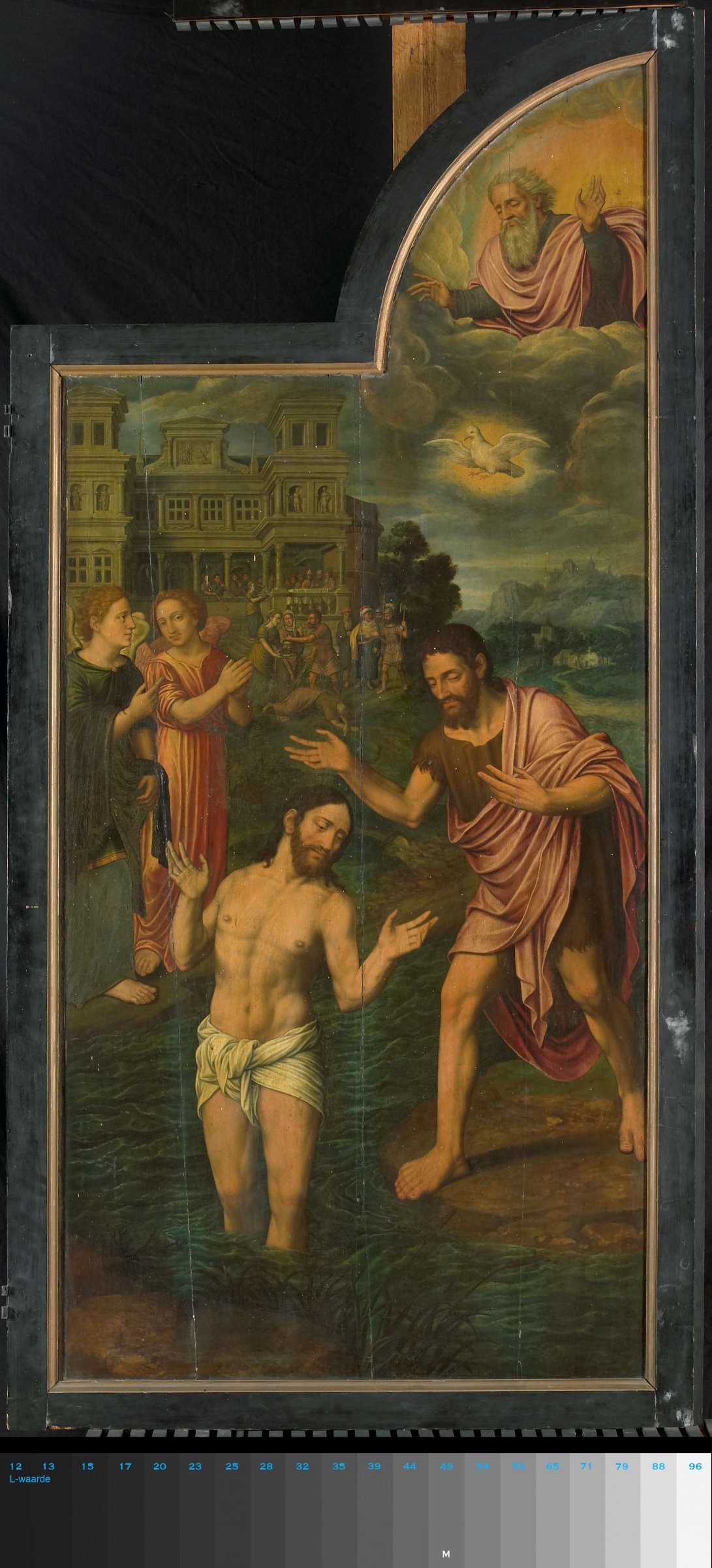 The Baptism of Christ in the Jordan, right panel of a triptych, Jan van Coninxloo (II), 1557