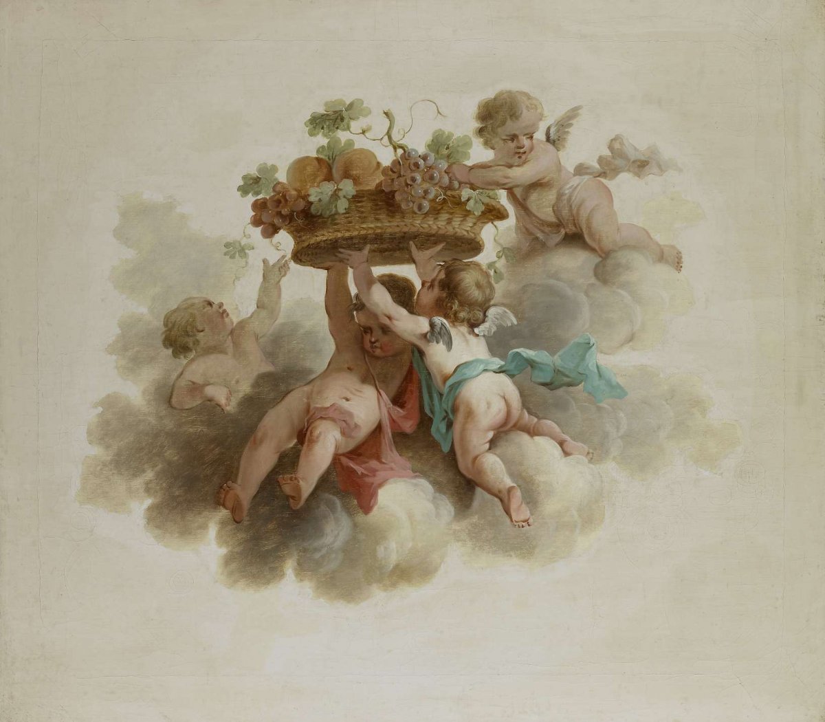Four Putti Carrying a Fruit Basket, anonymous, c. 1725 - c. 1774