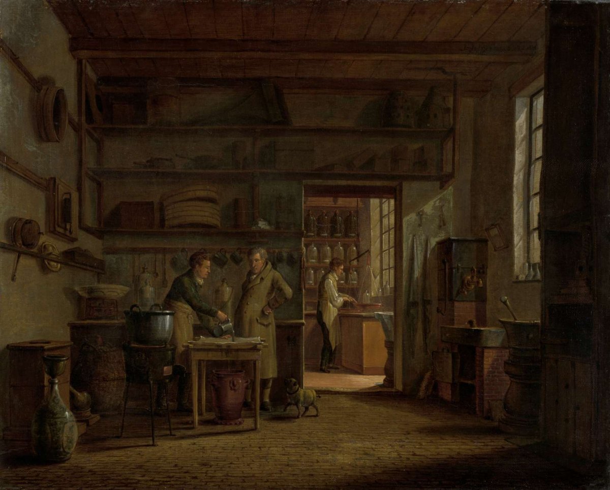 The Distillery of Apothecary A. d'Ailly, Johannes Jelgerhuis, 1818