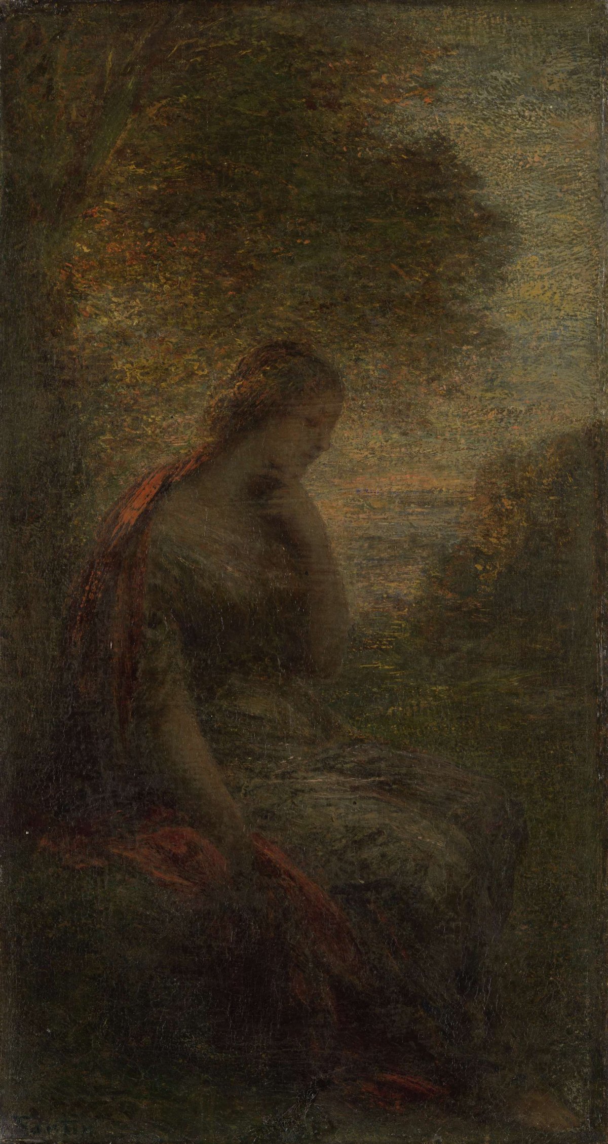 Young Woman under a Tree at Sunset, called 'Autumn', Henri Fantin-Latour, 1855 - 1900