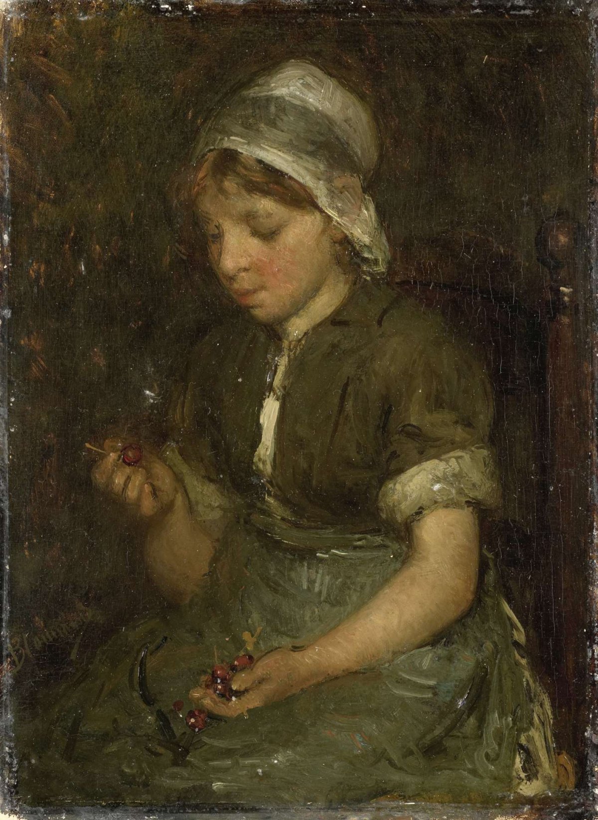 Girl with Cherries, Bernardus Johannes Blommers, c. 1860 - c. 1914