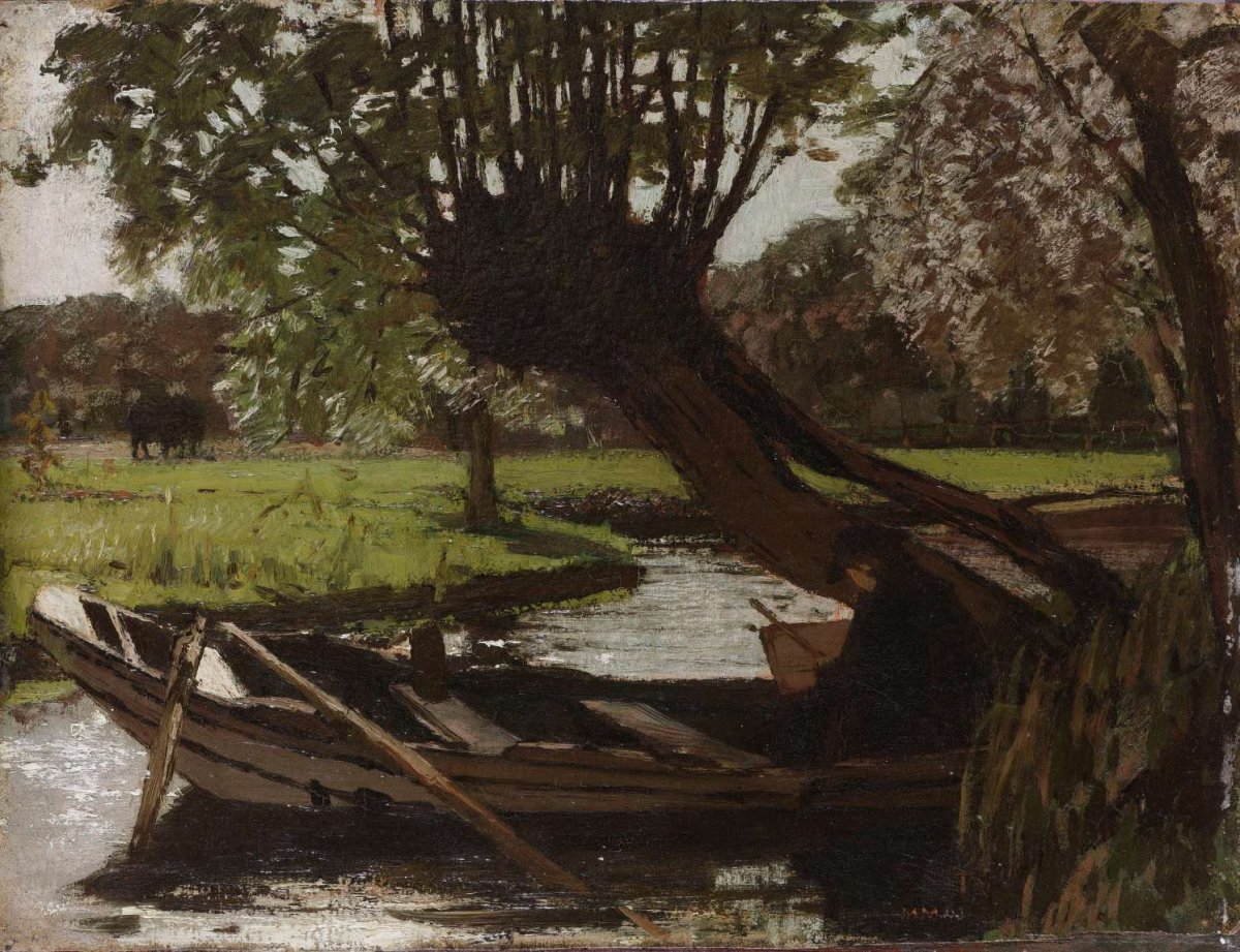 Boat with a Pollard Willow, Matthijs Maris, 1863