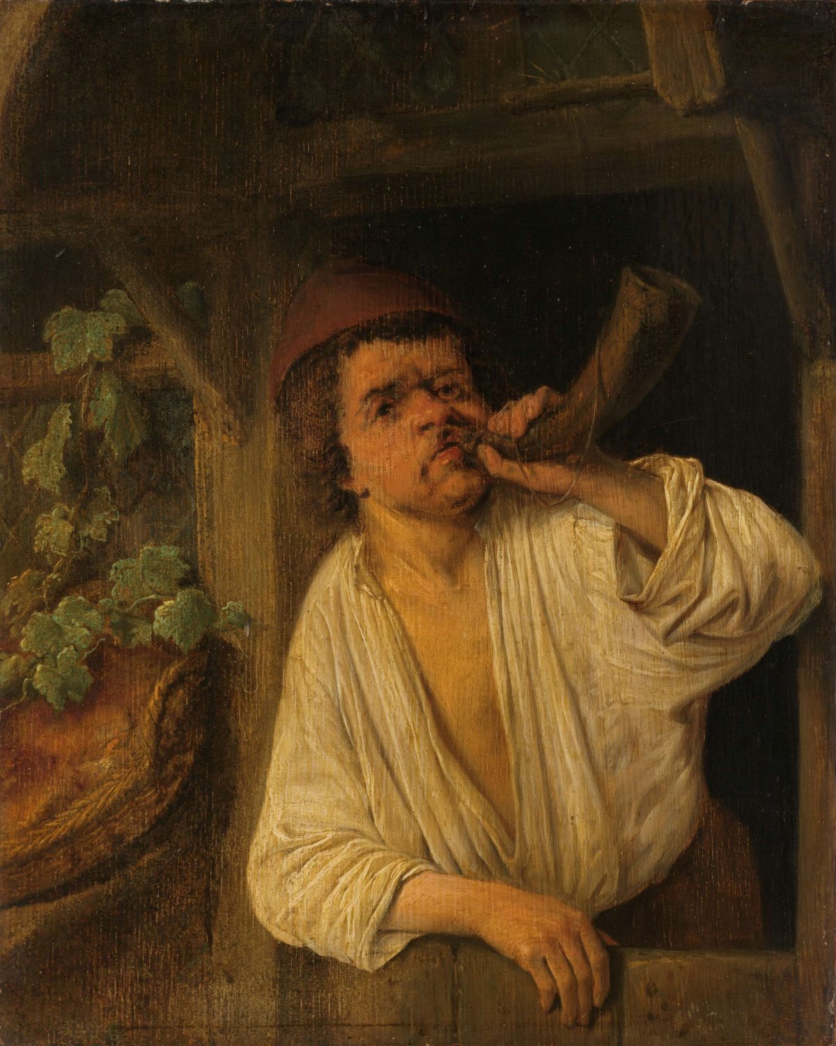 A Baker Sounding his Horn, Adriaen van Ostade, c. 1648