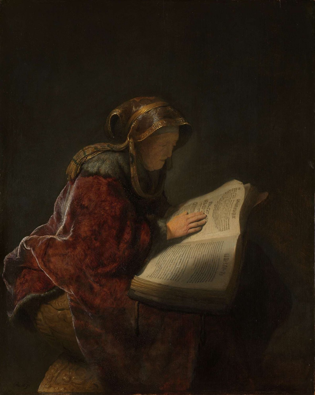 Old Woman Reading, Probably the Prophetess Anna, Rembrandt van Rijn, 1631