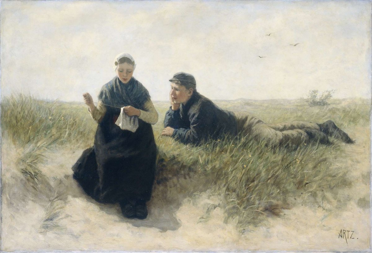 Boy and Girl in the Dunes, David Adolph Constant Artz, 1870 - 1890