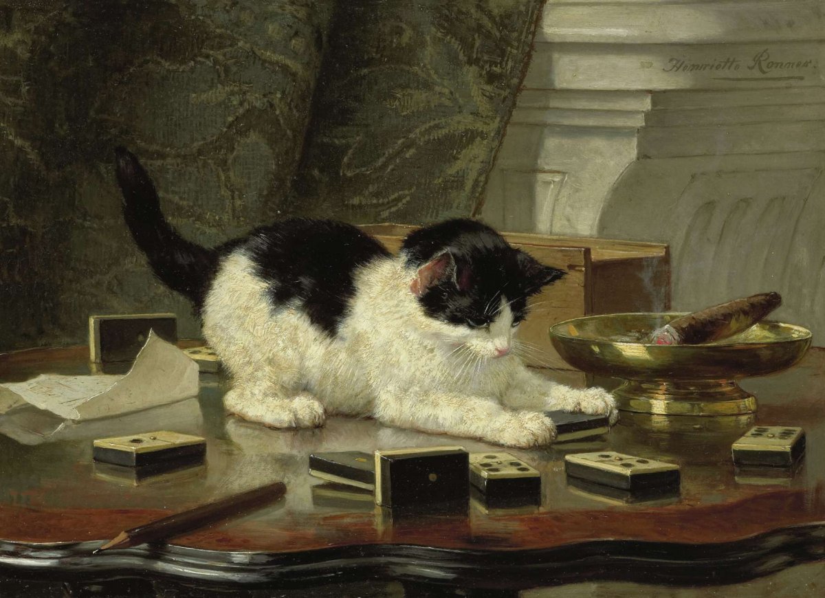 Cat at Play, Henriëtte Ronner, c. 1860 - c. 1878