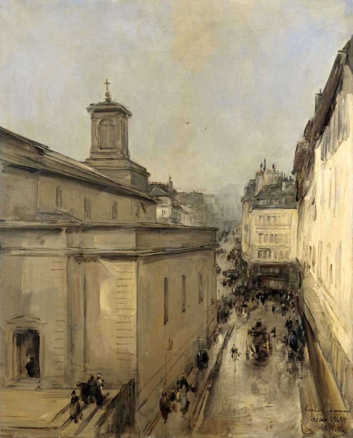 View of Notre Dame de Lorette and Rue Fléchier in Paris, Antoine Vollon, c. 1860 - c. 1900