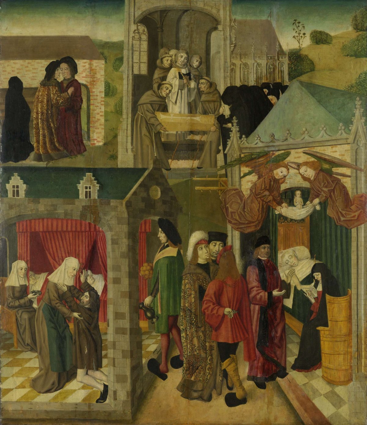 Saint Elizabeth of Hungary Tending the Sick in Marburg, Death of St Elizabeth, inner right wing of an altarpiece made for the Grote Kerk in Dordrecht, Master of the St Elizabeth Panels, c. 1490 - c. 1495