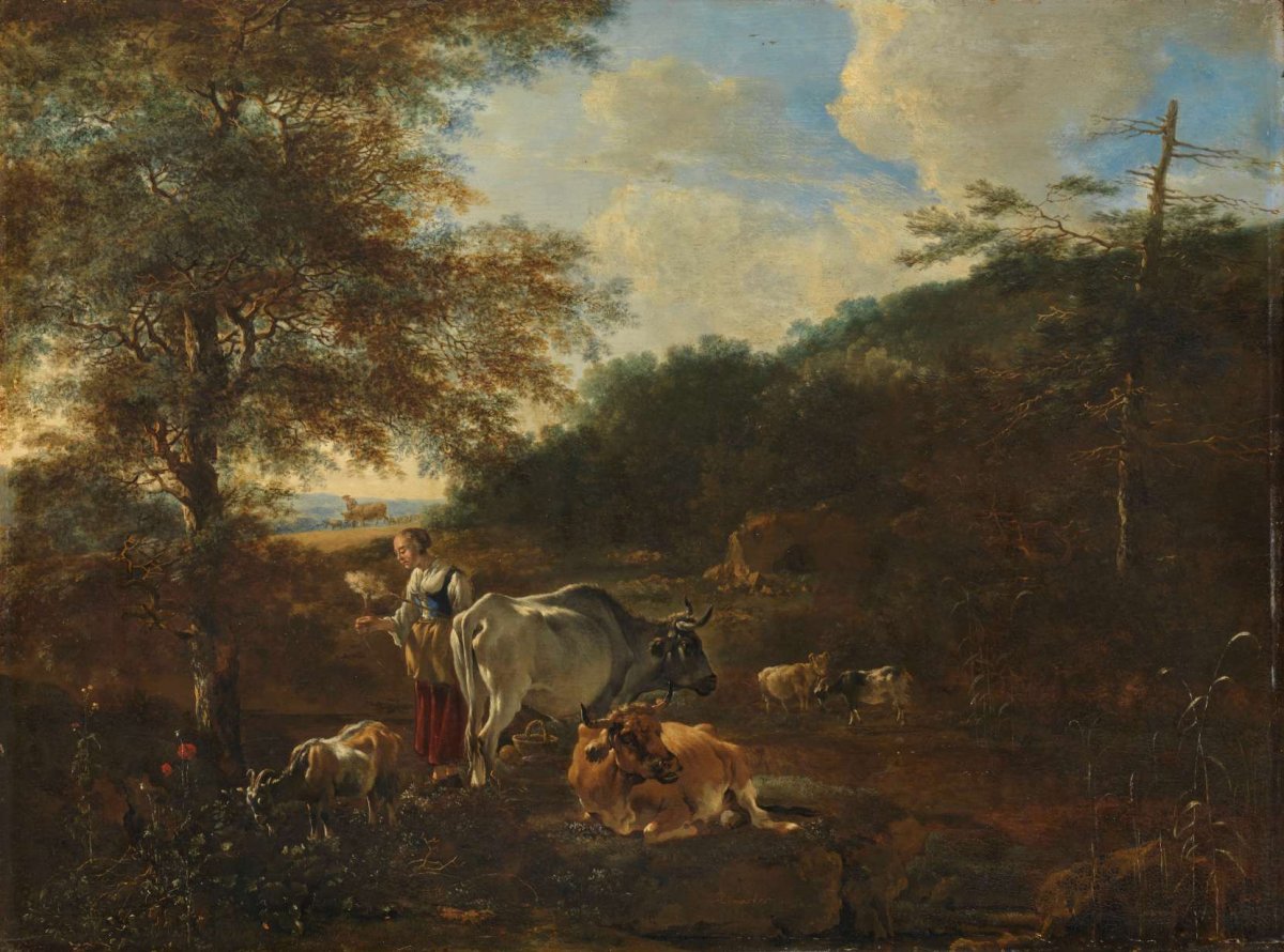 Landscape with cattle, Adam Pijnacker, 1649 - 1653