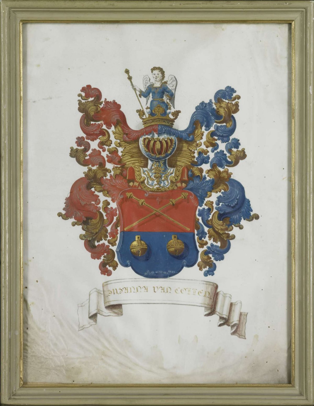 The coat of arms of Susanna van Collen (1692-1745), wife of Jacob Feitama, anonymous, 1725 - 1774