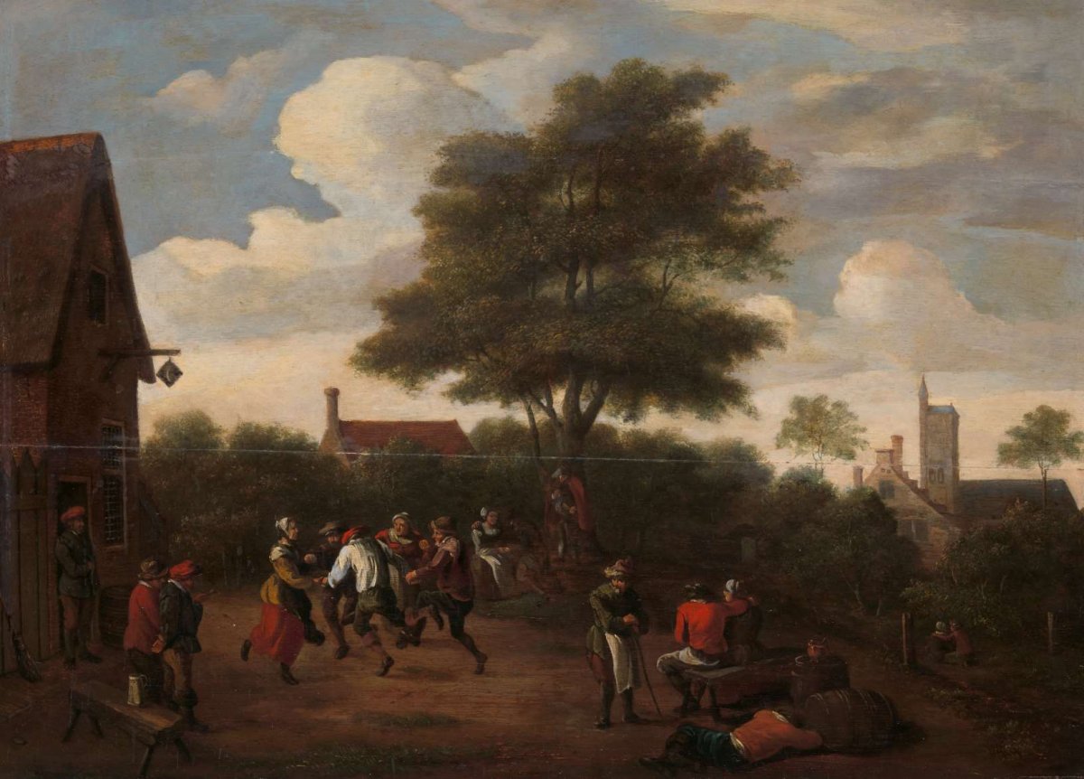 Peasants Dancing Outside the Crescent Tavern, David Teniers (II), in or after c. 1660