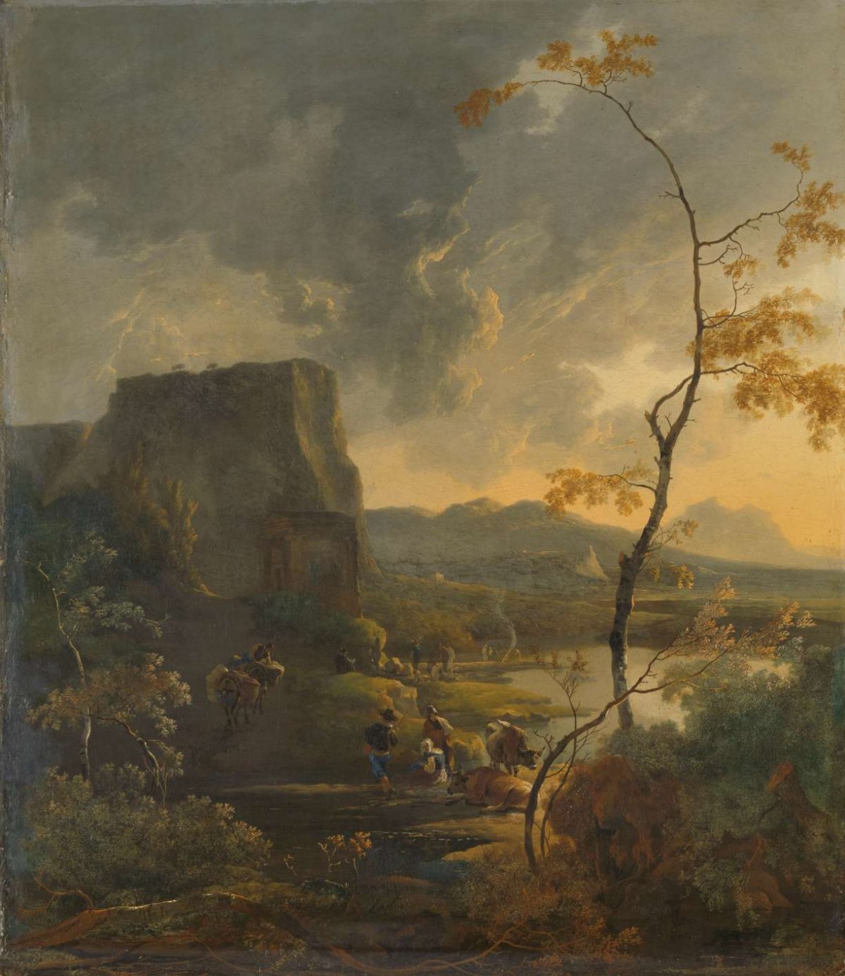 Italian Landscape with Ancient Tempietto, Adam Pijnacker, c. 1649 - c. 1673