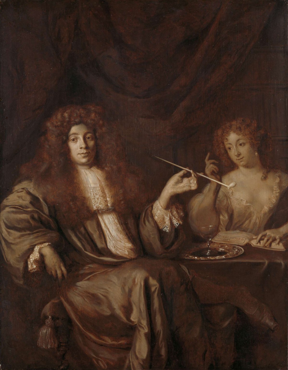 Portrait of Hadriaan Beverland with a Prostitute, Ary de Vois, c. 1676