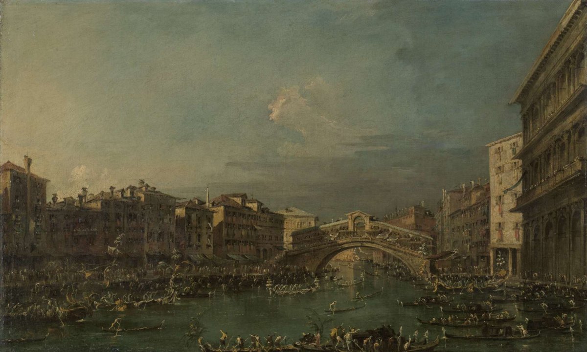 Regatta on the Grand Canal, near the Rialto Bridge, Venice, Francesco Guardi, 1780 - 1793