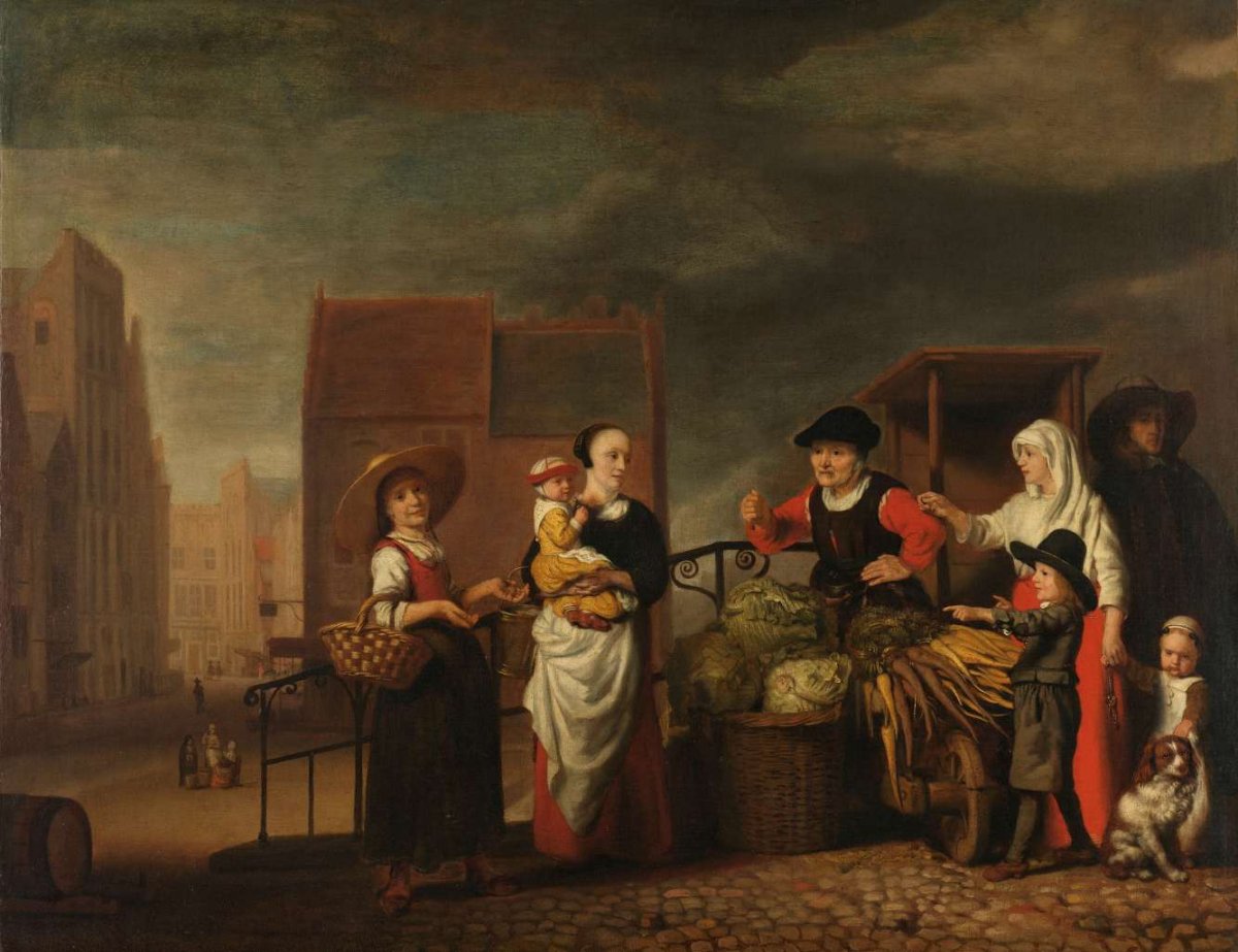 Vegetable Market, Nicolaes Maes, 1655 - 1665