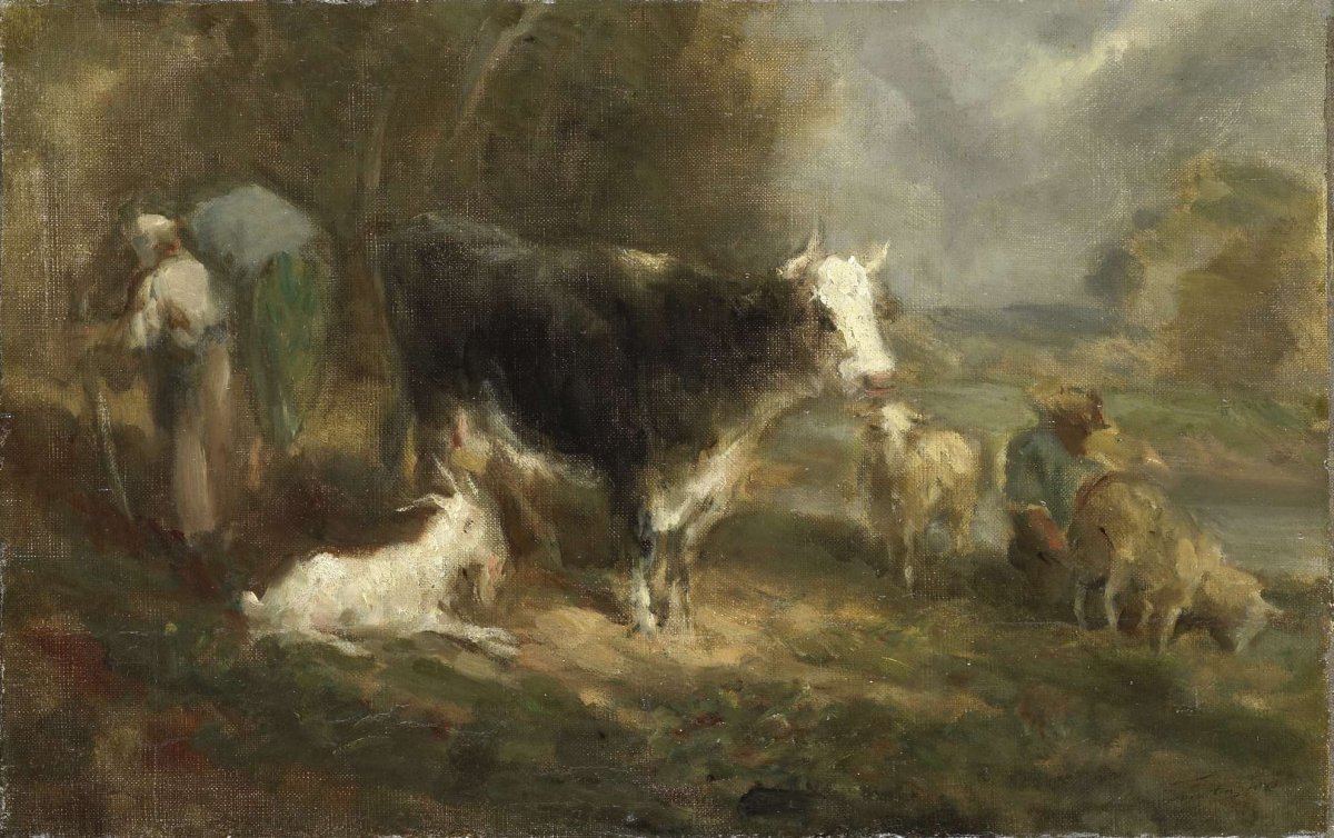 Farmyard with Cattle, Eugène Fromentin-Dupeux, 1849