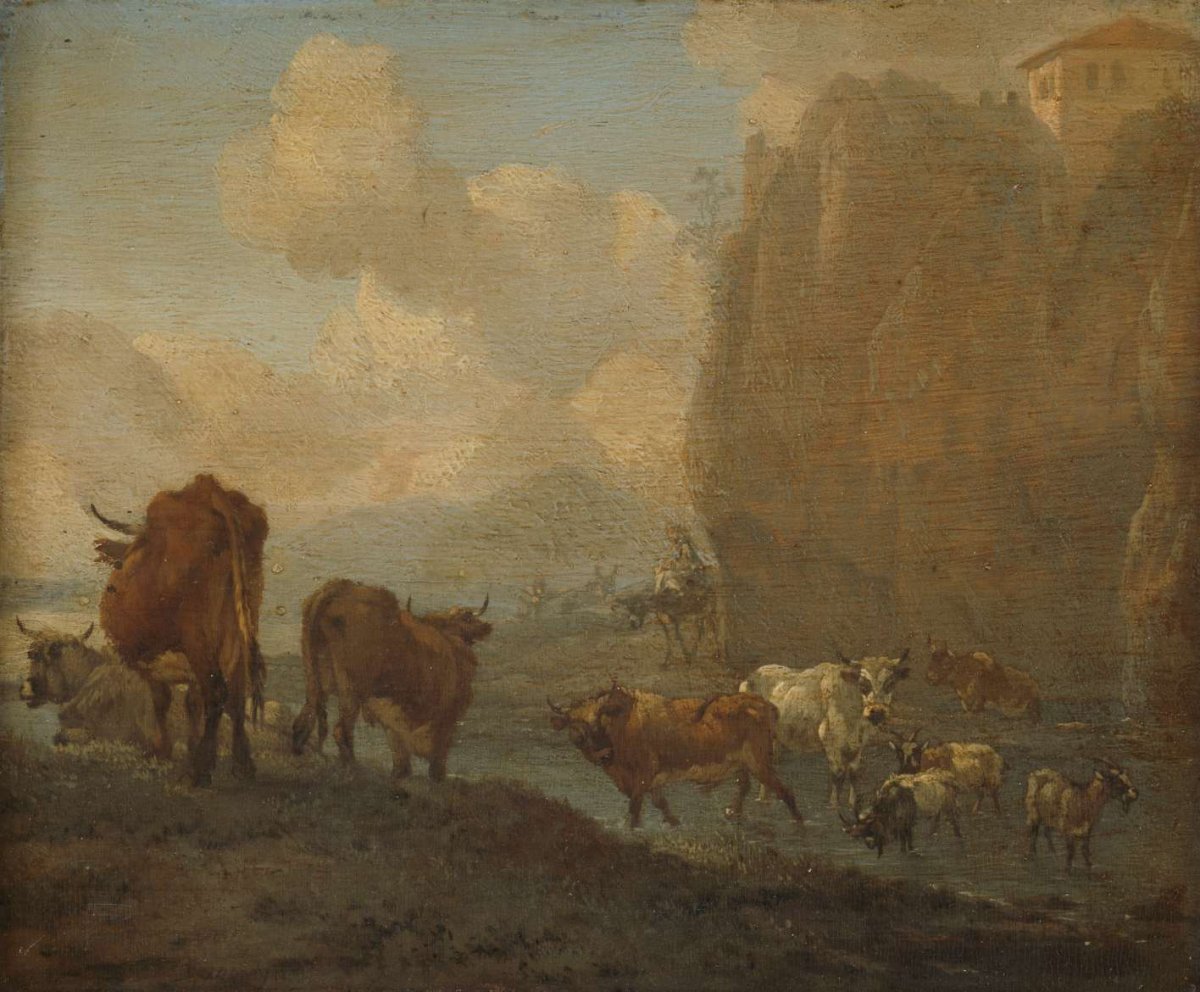 Livestock by a River, Willem Romeyn, 1650 - 1694