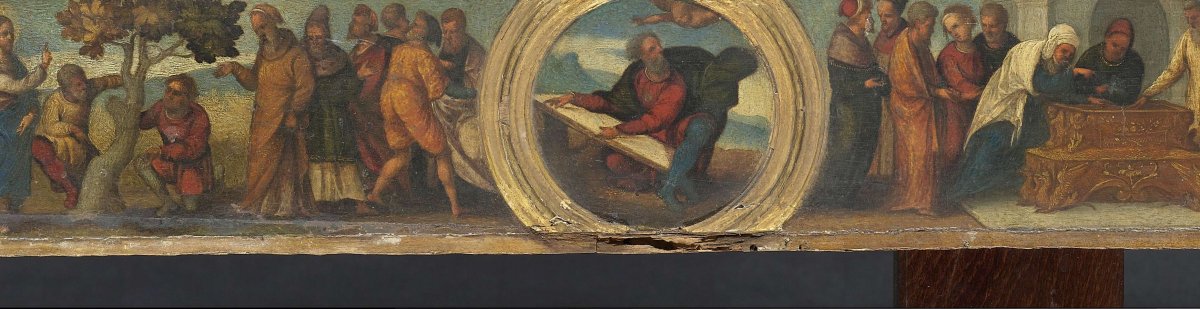 Moses and the Tablets of the Law, the Curse of the Withered Fig Tree, and the Widow's Mite, Lodovico Mazzolino, 1525 - 1530