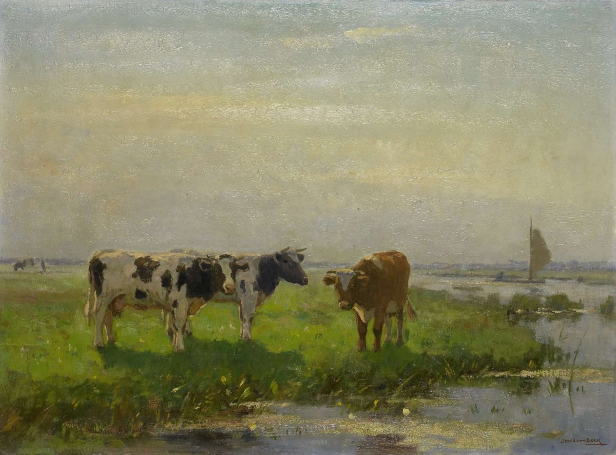 Cows in the Meadow, Bernardus Antonie van Beek, 1875 - 1941