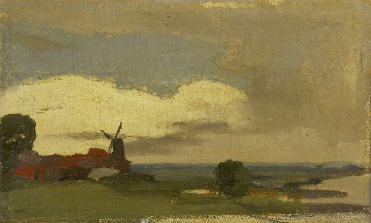 Landscape with the mill of Wijk bij Duurstede, Willem Witsen, 1885 - 1923