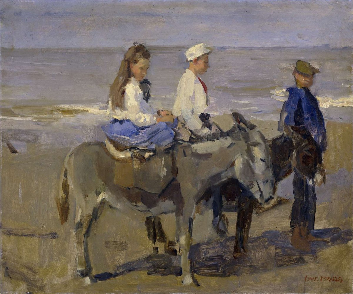 Boy and Girl on Donkeys, Isaac Israels, 1896 - 1901