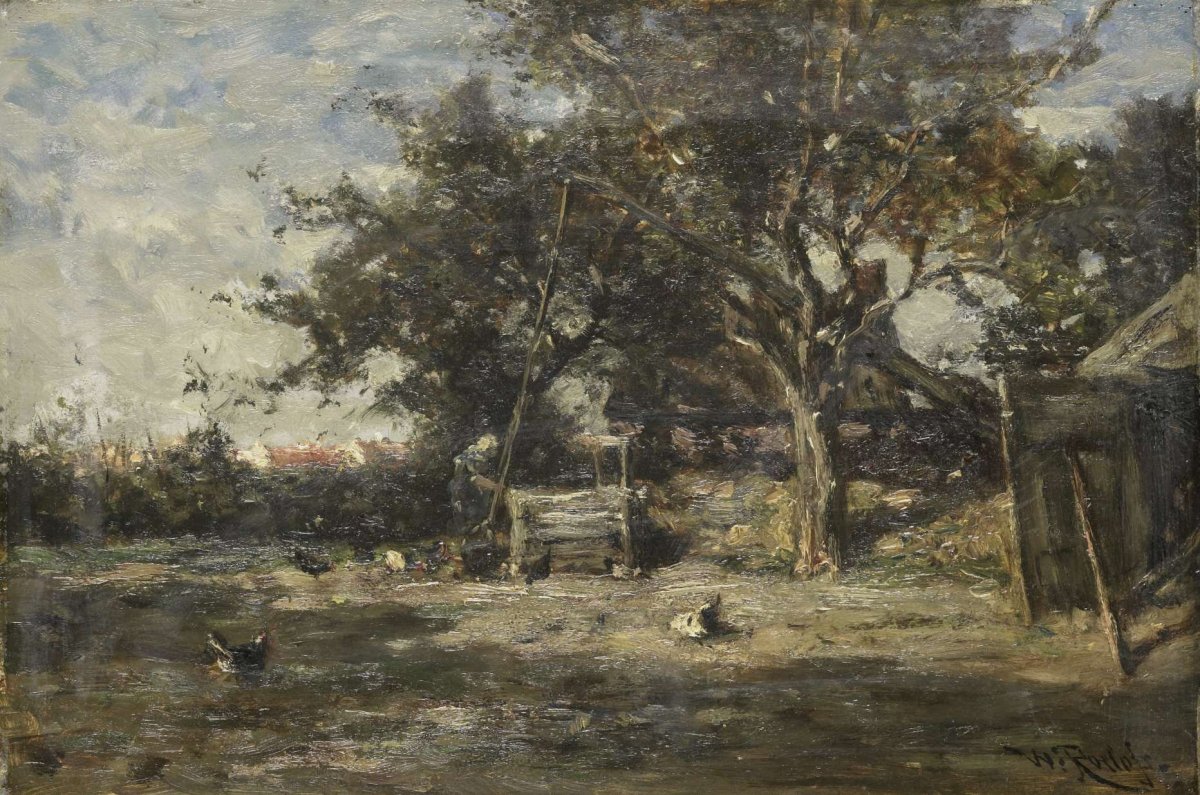 Farmyard near North, Willem Roelofs (I), 1870 - 1897