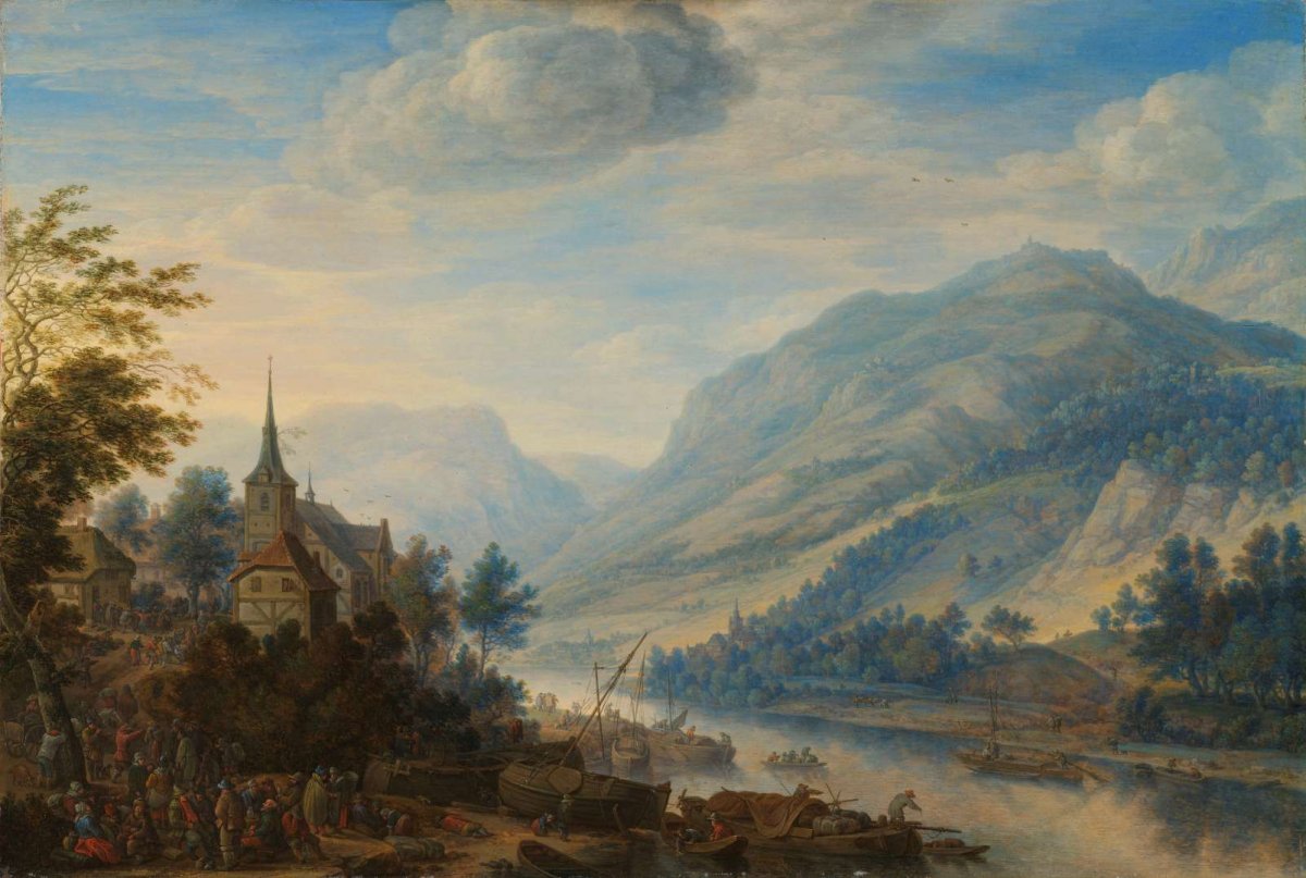 View of the Rhine near Rheineck Castle, Herman Saftleven, 1654