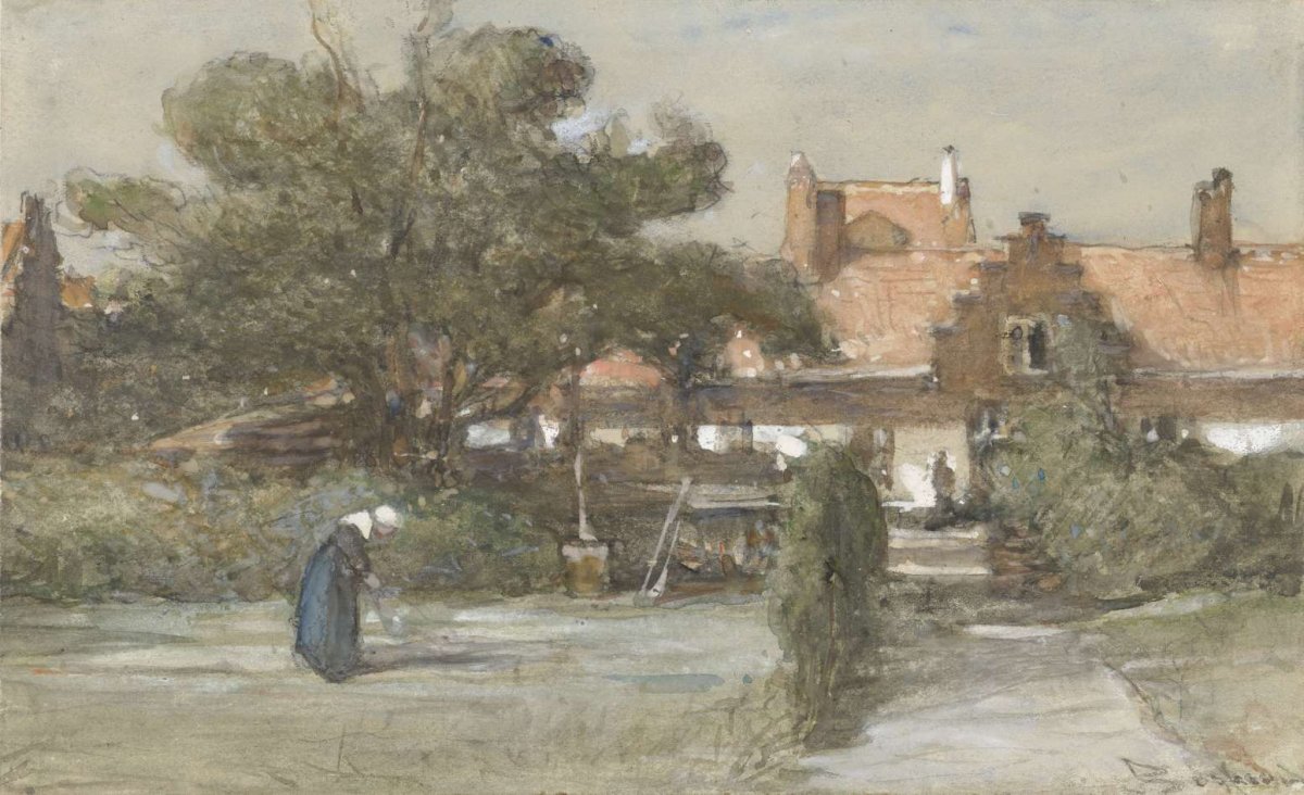 Courtyard of the Heilige Geesthofje on the Palviljoensgracht in The Hague, Johannes Bosboom, 1827 - 1891