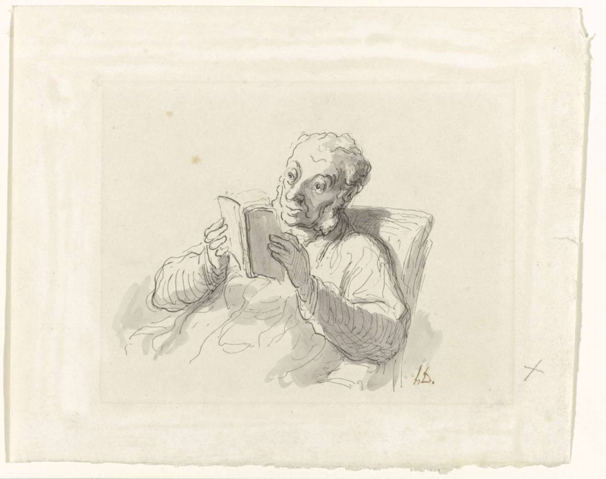 Lezende man, Honoré Daumier, 1818 - 1879