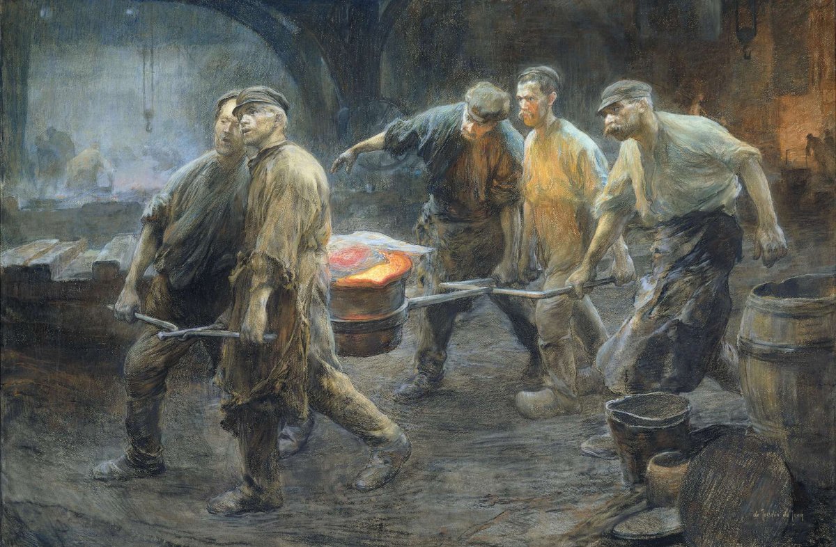 Interior of an iron foundry, Pieter de Josselin de Jong, 1880 - 1906