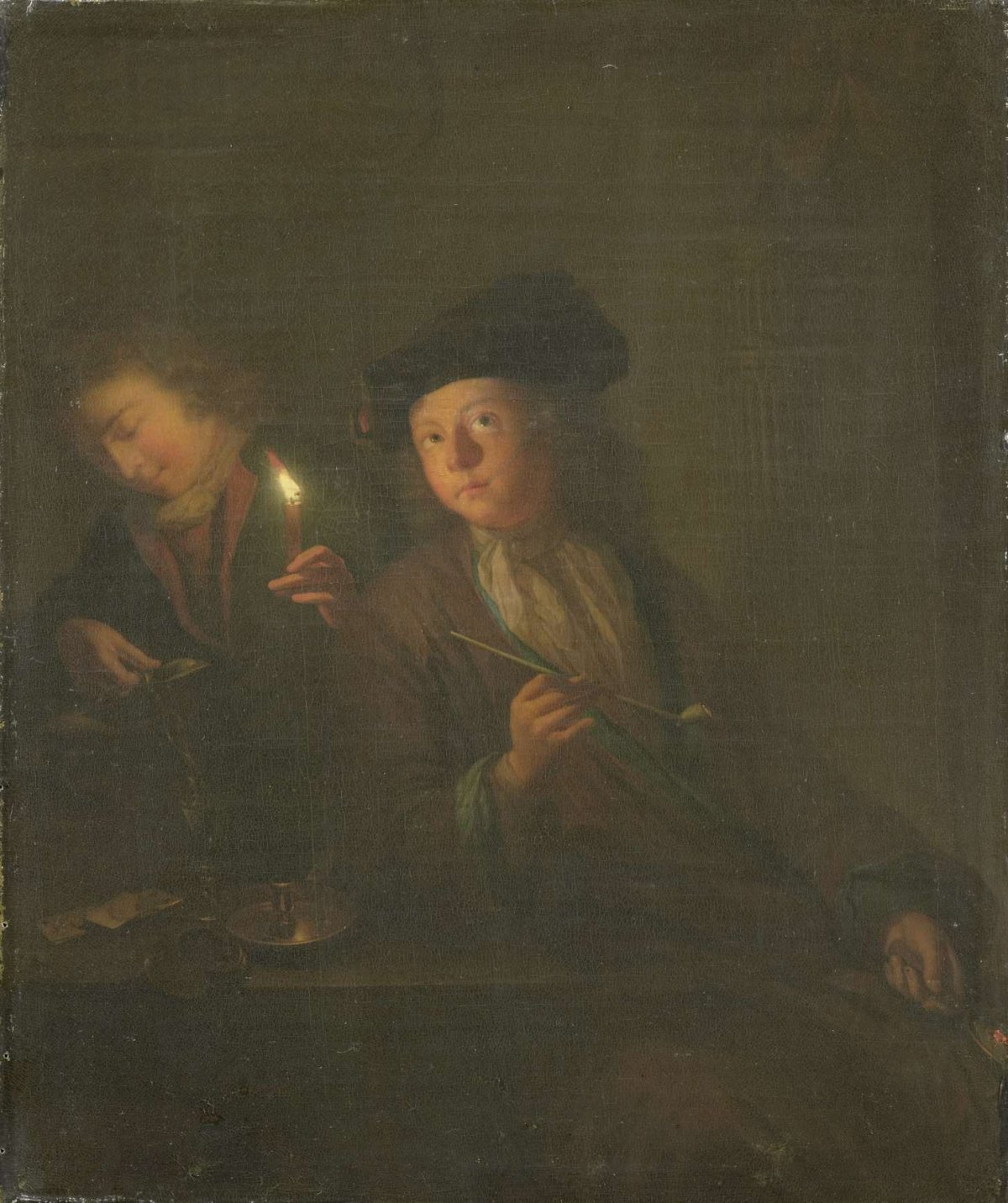 The Smoker (A Man with a Pipe and a Man Pouring a Beverage into a Glass), Godfried Schalcken, 1690 - 1706