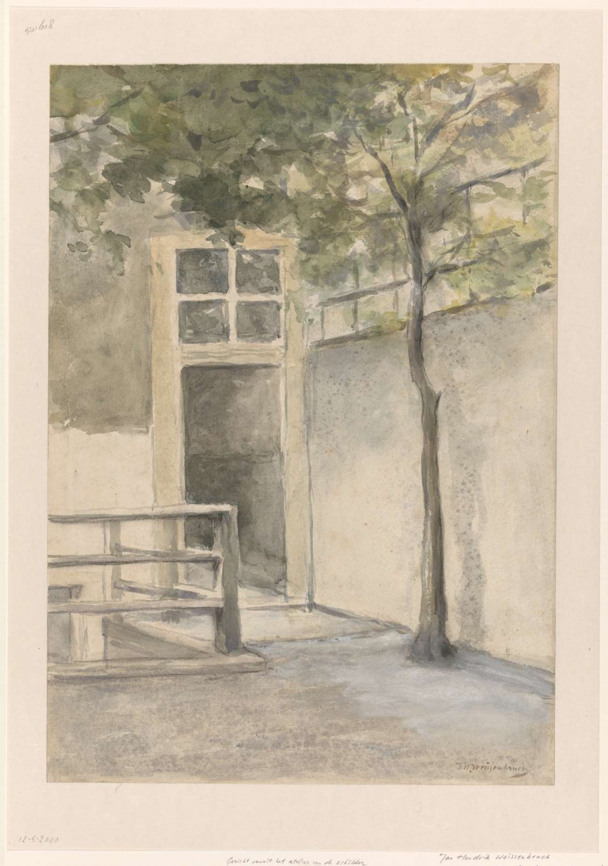 View of a courtyard from the artist's studio in Kazernestraat, The Hague, Johan Hendrik Weissenbruch, 1834 - 1903