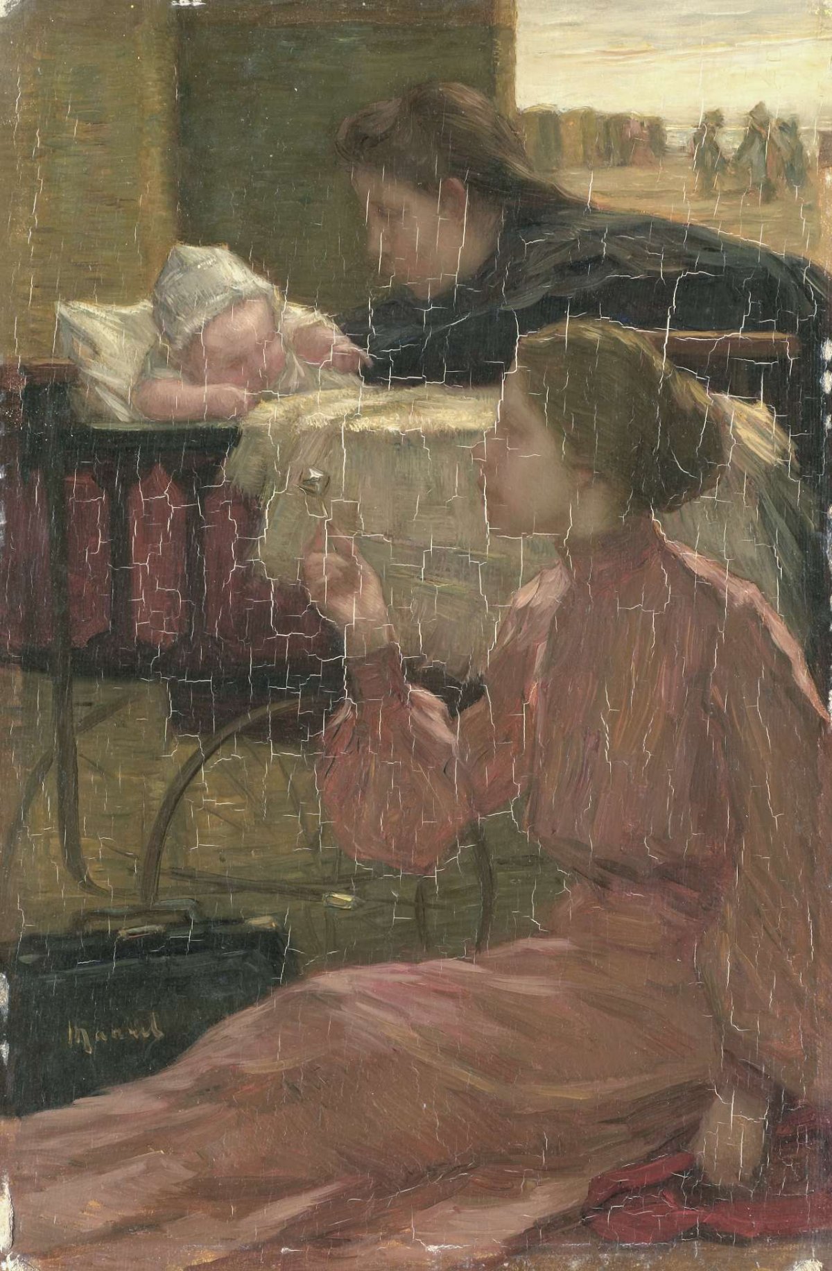 By the stroller on the beach, Marinus van der Maarel, 1880 - 1919