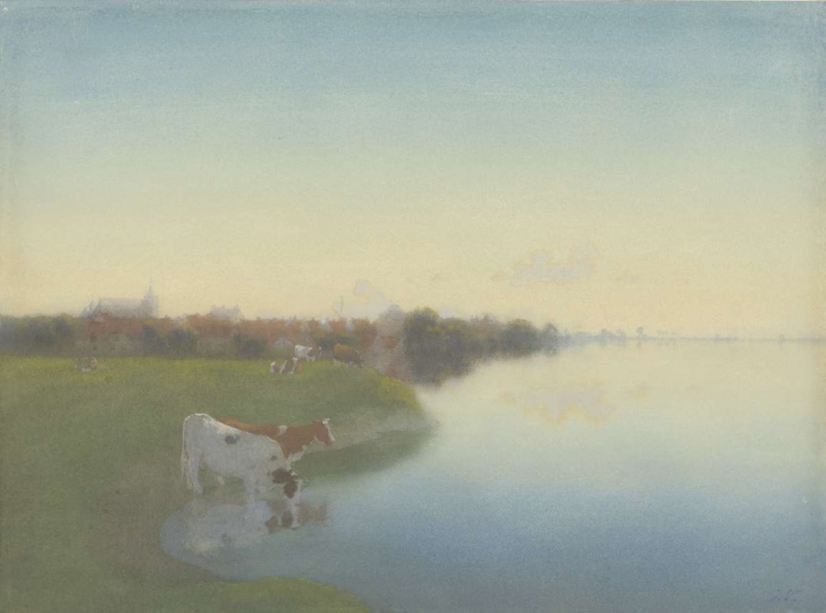 Bank of the river IJssel near Hattem, Jan Voerman (1857-1941), 1867 - 1919