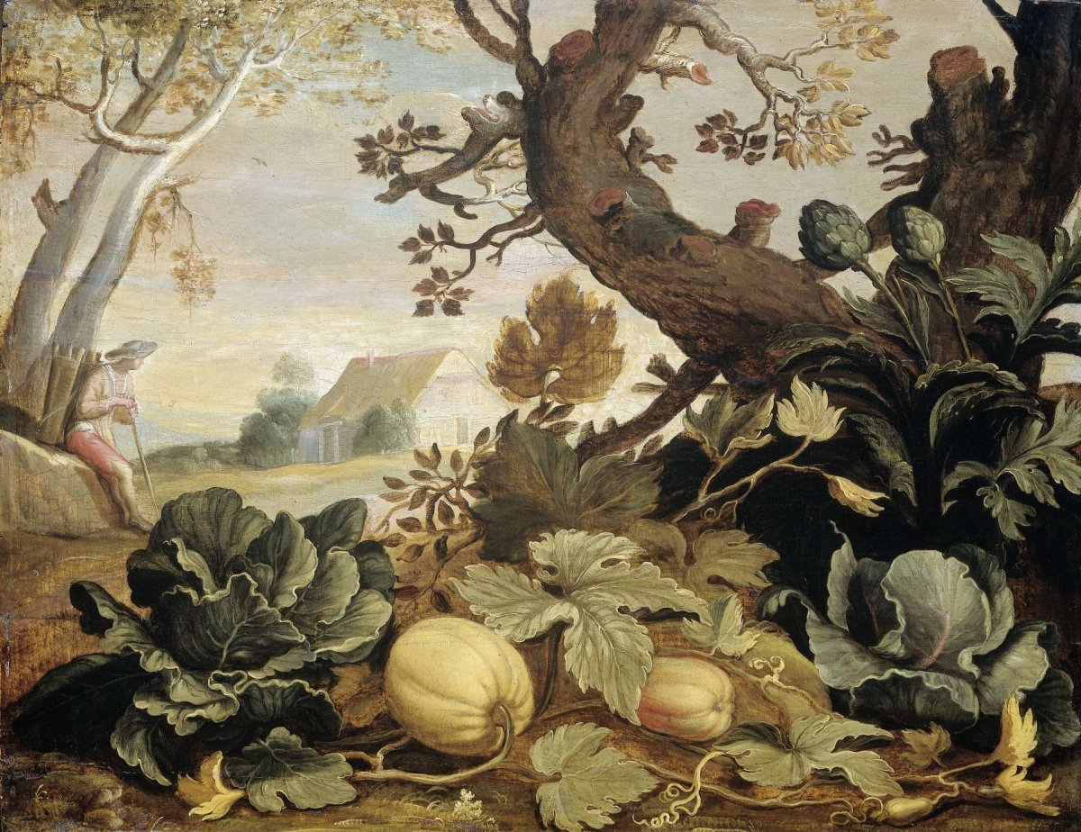 Landscape with Fruits and Vegetables in the foreground, Abraham Bloemaert, 1600 - 1651