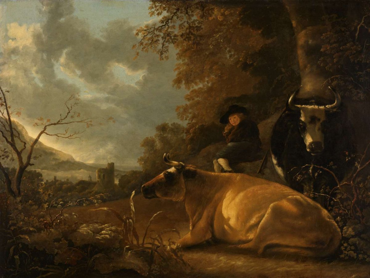 Landscape with Cows and a Young Herdsman, Aelbert Cuyp, c. 1675 - c. 1725