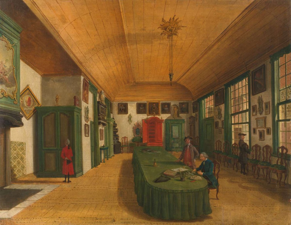 The Hall of the Artistic Society 'Kunst wordt door Arbeid verkregen' (Art is Acquired through Labor) in Leiden, Paulus Constantijn la Fargue, 1780